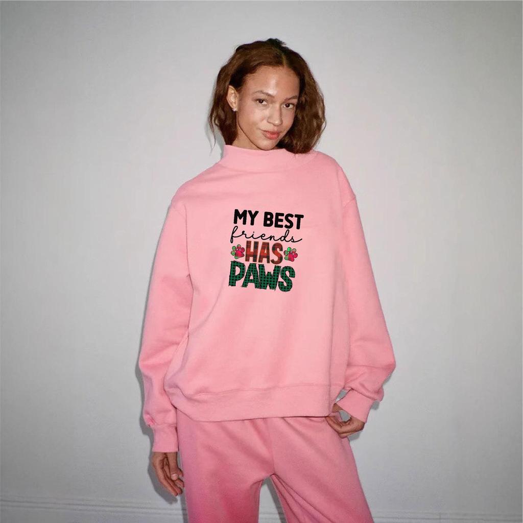 European and American Style Women's High-Neck Loose Sweatshirt - Trendy, Comfortable, and Versatile Fashion.