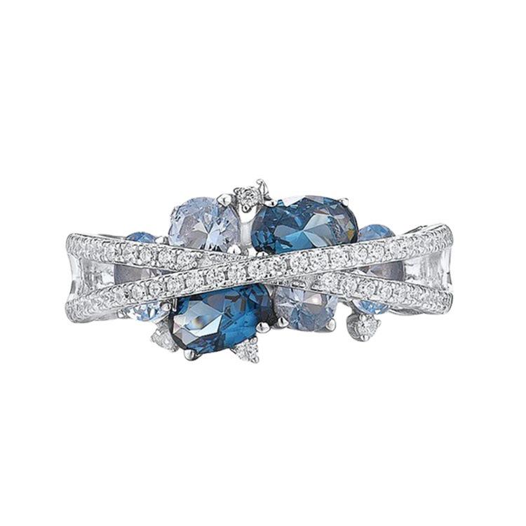 Yanni Wish X-Shaped Sea Blue Zircon Earrings - European and American Retro Style