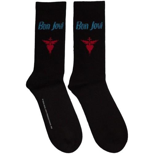 Bon Jovi Unisex Adult Dagger Heart Terrycloth Logo Socks