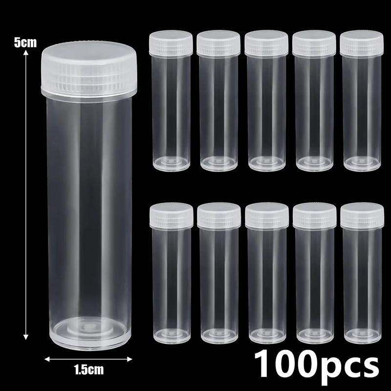 10/30/50/100Pcs Transparent Mini Plastic Vials Empty Leakproof Storage Bottles for Liquid Beads Sewing Pins Small Parts Organizer