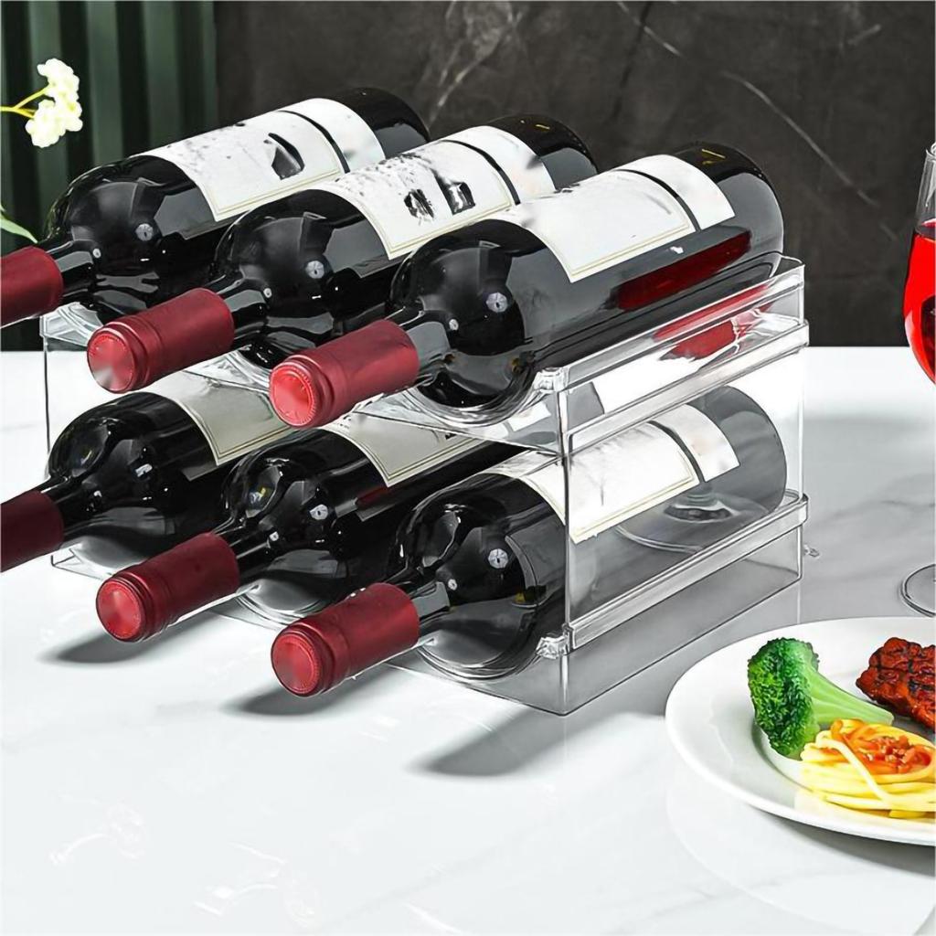2/3/4 Layer Water Bottle Clear Storage Rack Stackable Wine Bottle Holder Cup Organizer for Kitchen Cabinet Countertop Fridge