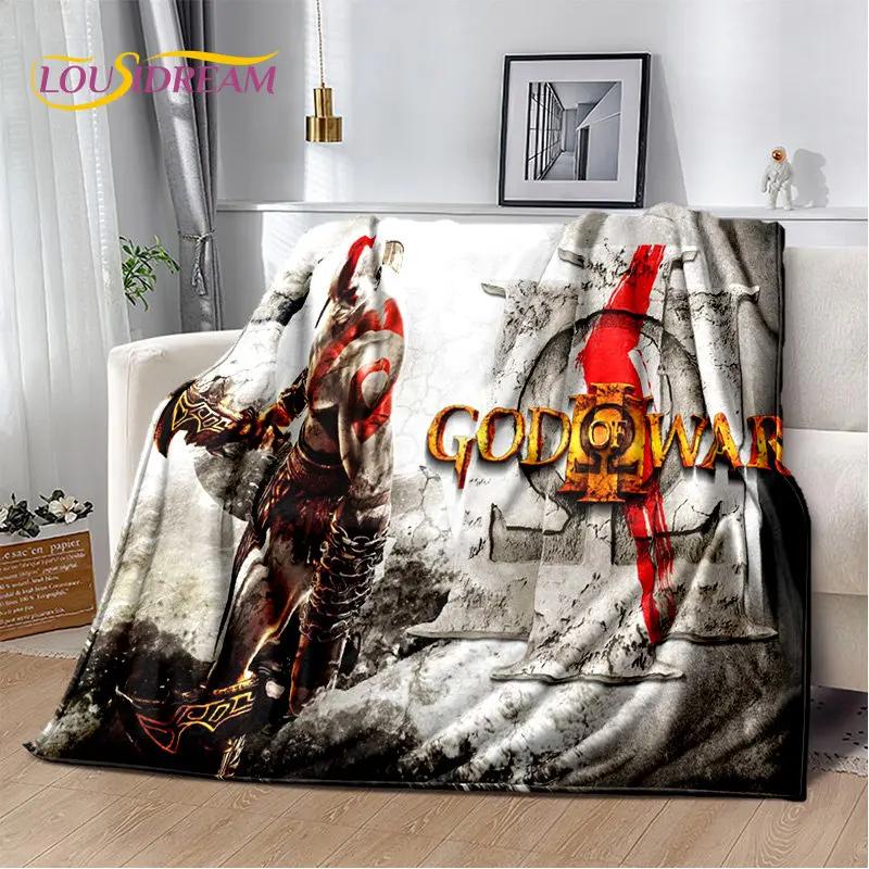 God of War Oyunu Oyuncular Kratos Yumuşak Peluş Battaniye, Flanel Battaniye Oturma Odası Yatak Odası Yatak Kanepe Piknik Örtüsü Çocuk için