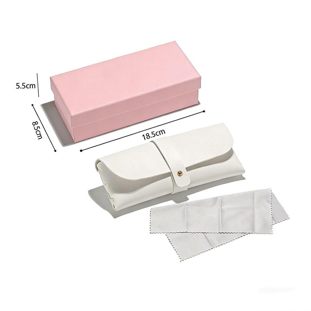 Luxury Black & White Eyeglass and Sunglasses Case Set with Leather Soft Pouch