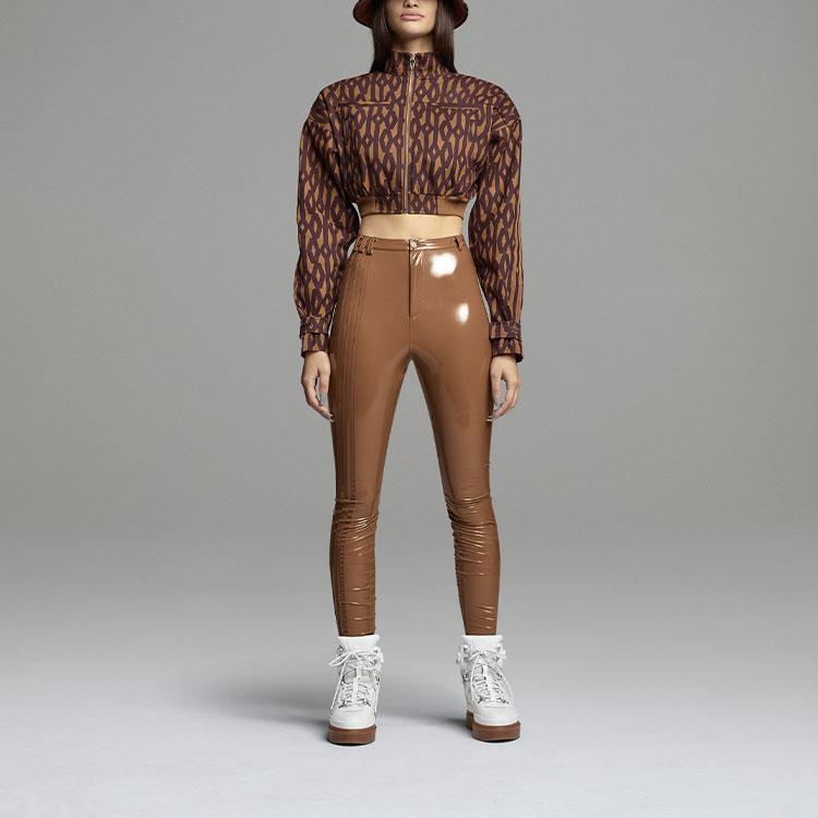 Adidas Originals X Ivy Park Collaboration Short Printed Stand Collar Sports Jacket Women Jackets Brown HB8423