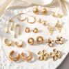 European American High-End Gold Geometric Earrings for Women Large Ring Ear Jewelry Alloy Buckle Wholesale Cold Wind Ear Rings