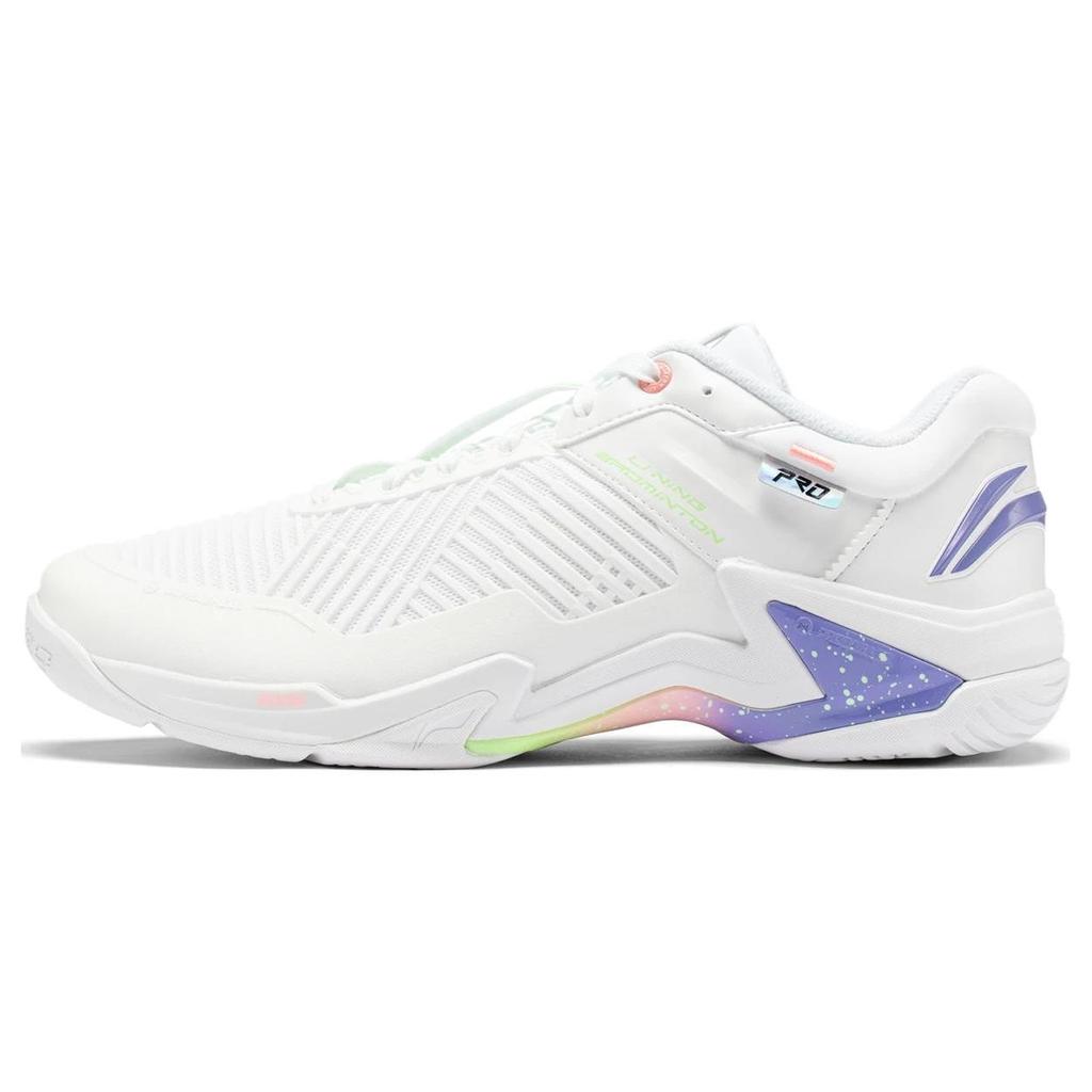 Li Ning Thunder Series Pro Comfortable Shock Absorption Non-Slip Wear-Resistant Low-Top Badminton Shoes Unisex Shoes White Purple AYAT009-1