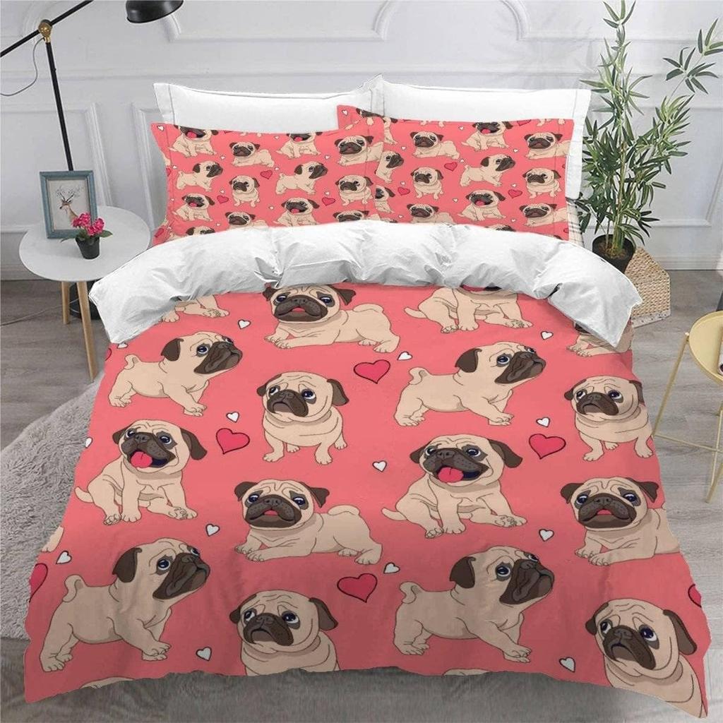 3D Printed Boutique Bedding Set Cartoon Animal 3-Piece Set for Children and Adults Full Size Soft 100% Microfiber Zipper
