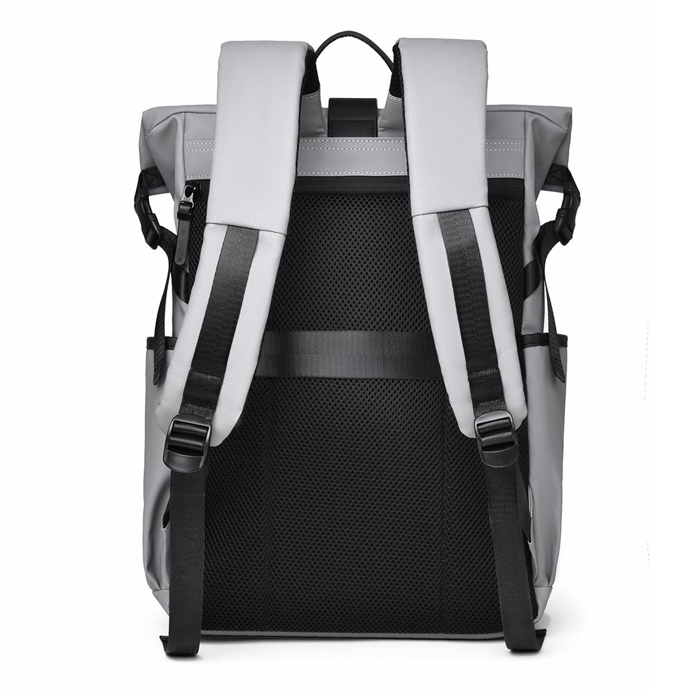 Modern Oxford Fabric Backpack for Men & Women – Minimalist Roll-Top Design with Water-Resistant Material and Multiple Pockets