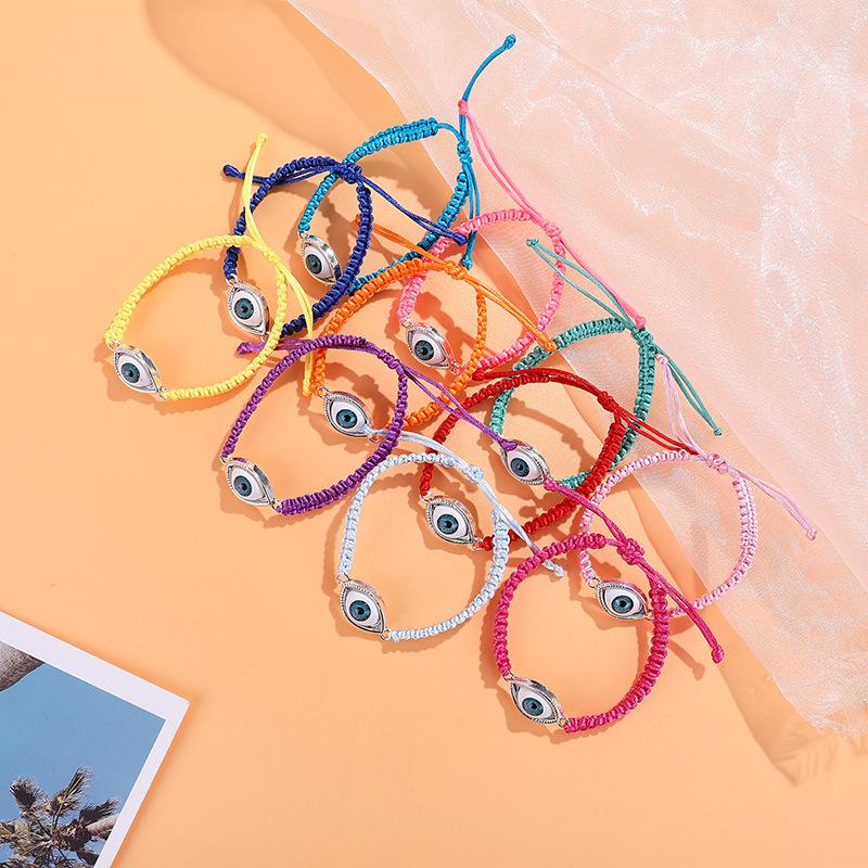 Bohemia vintage gótico olhos pulseira mau olho femme feminino masculino punk trança tecer corda pulseira