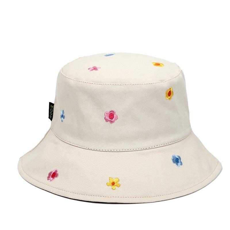 Korea Sweet Cute Flower Embroidery Fisherman Hat Children Summer Outdoor Sun Protection Basin Hat Casual Fashion Cover