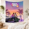 Grand Theft Auto Vintage Vægtæppe Retro Boho Ideel til Balkon Kollegievæg Soveværelse Alsidig Dekoration Boho Dekoration Gave til Nyt Hjem