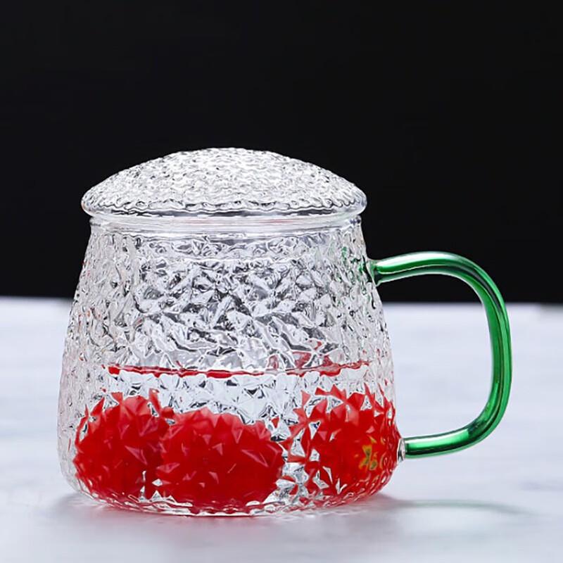 Pineapple Pattern Hammered Glass Mug with Lid