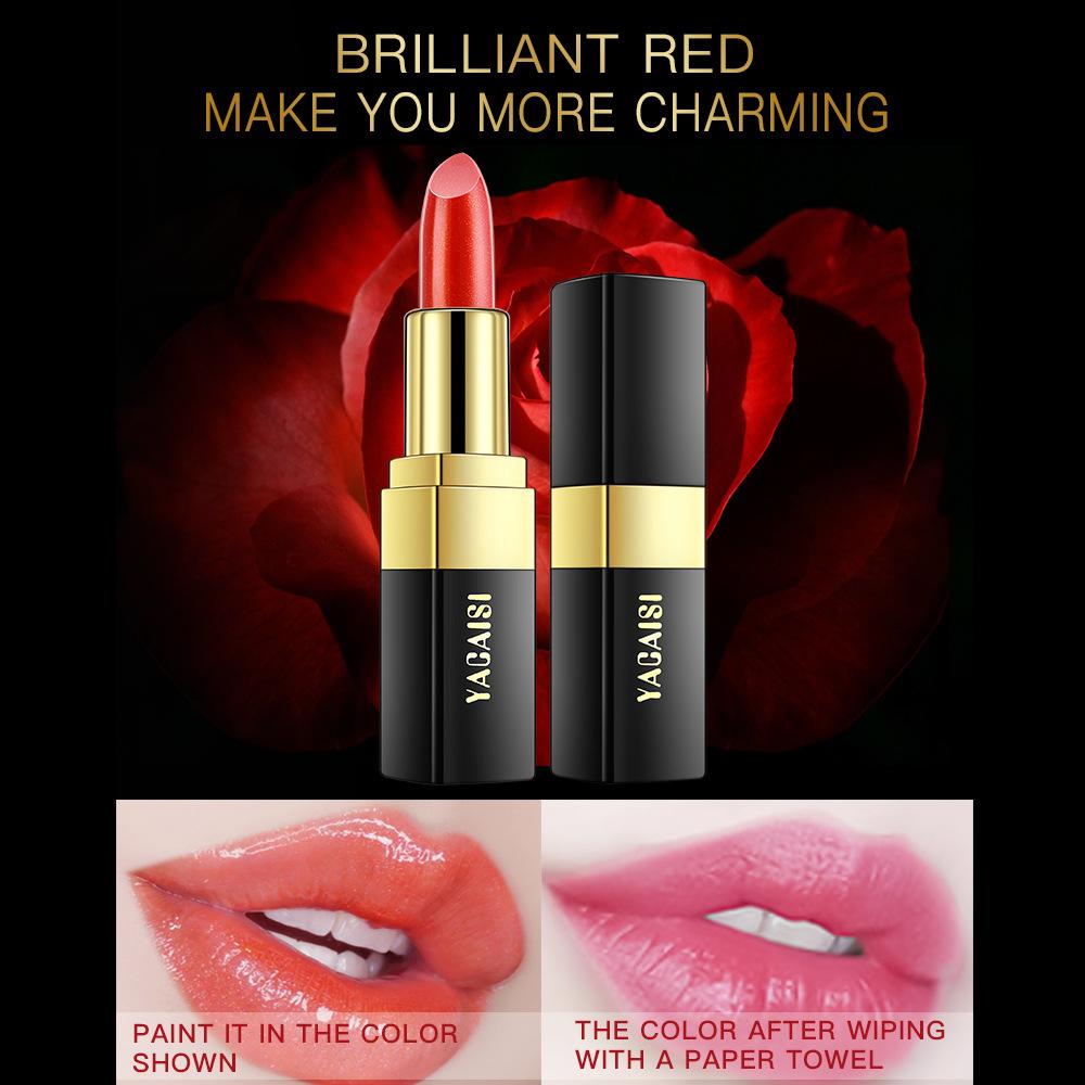 Red, Blue And Black Roses Gradually Change Warm Lipstick, Moisturizing And Moisturizing Festival Stage Makeup Gilt Color-Changing Lipstick