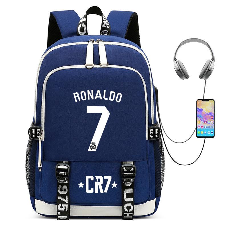 Hetsäljande Fotbollsstjärnan Cristiano Ronaldo Kollektion för Tonåringar, Grundskole- och Gymnasieelever, USB Herr- och Dam-Casual Ryggsäckar
