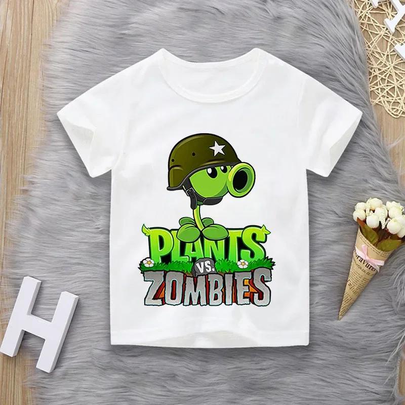 Plants Vs Zombies Printed Casual TShirt for Boys Girls Short Sleeve Top for Middle School Students Family Matching Outfits