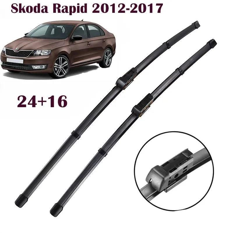 24"+16" Frameless Wipers for Skoda Rapid 2012-2017, Fits Skoda Fabia Mk3, Seat Ibiza Mk5, Volkswagen Polo Mk5, Skoda Citigo
