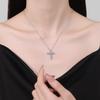 Sterling Cross Pendant Necklace With Lab-Created Moissanite Stones Women Men Minimalist Fashion Jewelry