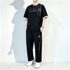 Men's 2-in-1 Summer Tracksuit Ice Silk Short Sleeve Tee Straight Pants Casual Streetwear Outfit