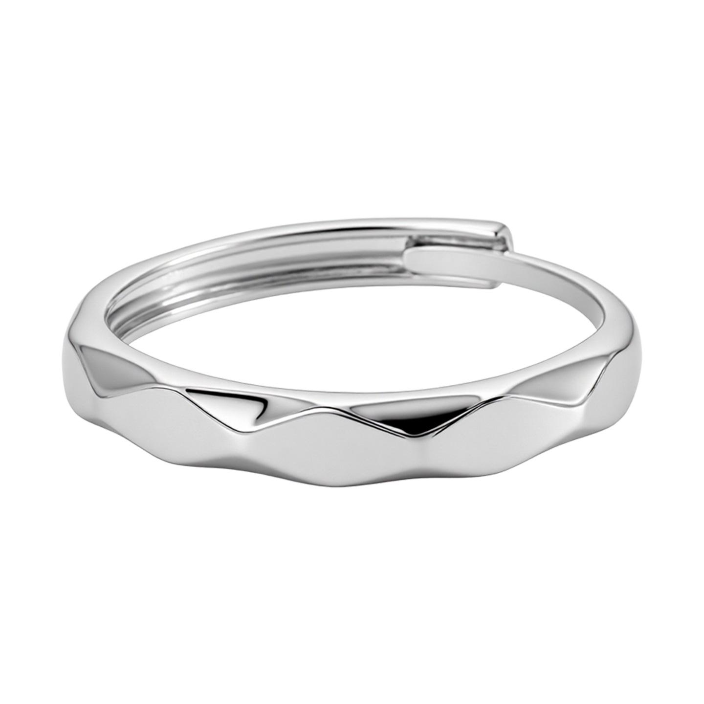 Eco-friendly Copper Couple Ring Set with Micro-inlaid Zirconia, Simple Open Band Design Adjustable Open Size