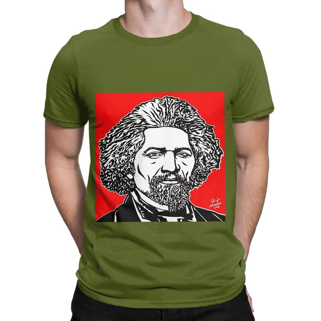 FREDERICK DOUGLASS ink and acrylic portrait Funny 100 Cotton TShirt Frederick Douglass Tops Tees For Unisex