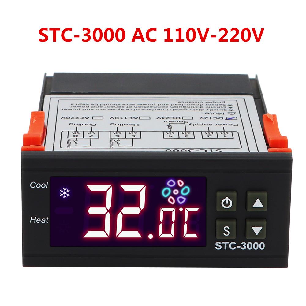 STC-3000 12V 24V 220V Temperature Controller Alert Sensing Refrigeration Heating Temperature Correction Hygrometer