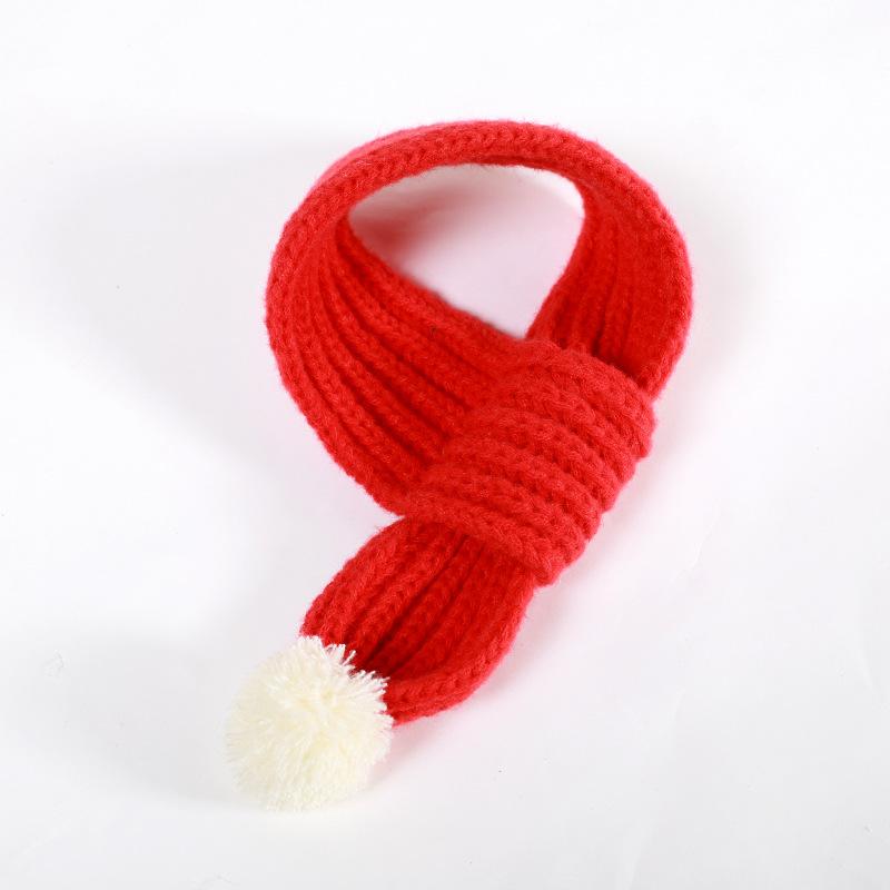 Winter Warm Knitted Scarf for Small Dog Neck Warmer Scarves with Pompom Ball Christmas New Year Festival Pet Puppy Cat Scarf