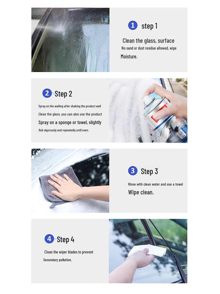 Powerful Windshield Oil Film Remover and Rainproof Foam Cleaner