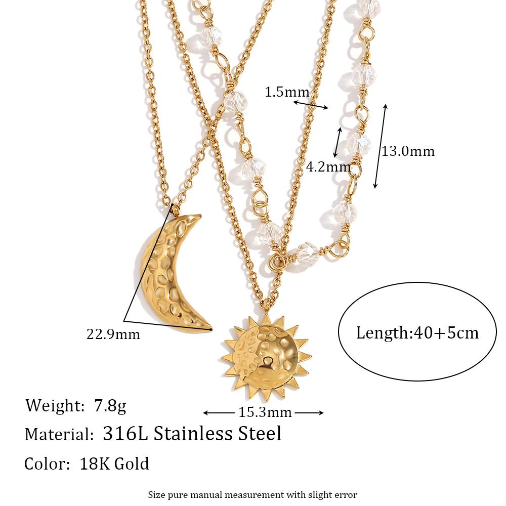 

MamacitaSlay Classic Hammered Texture Star Sun Pendant Handmade Beads Three-Layer Stacked Necklace Women s jewelry on the neck 40cm золотий