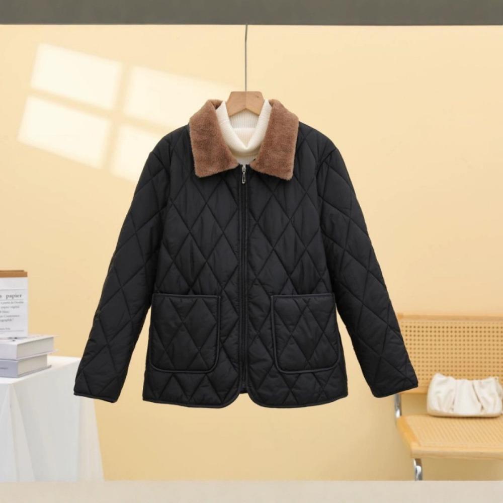 

Зимняя куртка Зимняя мода для мам Большой размер Свободное Толстое Пальто с меховым воротником для женщин среднего возраста с бархатной теплой стеганой курткой L чёрный