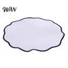 Farmhouse Placemat Scalloped Round Linen Machine Washable Heat Insulation Table Mat for Dining Protection Decoration