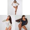 Polyester Bodysuit With Spliced Design And Long Sleeves For Sexy Fashion Enthusiasts