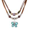New 1-piece set of personalized fashion wax thread beaded wooden beads butterfly necklace new H