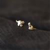 925 Sterling Silver Korea Asymmetrical Cute Cat Small Earrings For Women Plating 14K Gold Ear Jewelry