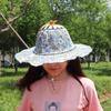 Wide Brim Folding Fan Hat Floral Printed Bamboo Sunscreen Cap Women Sunhat Fan Sun Hats  Beach