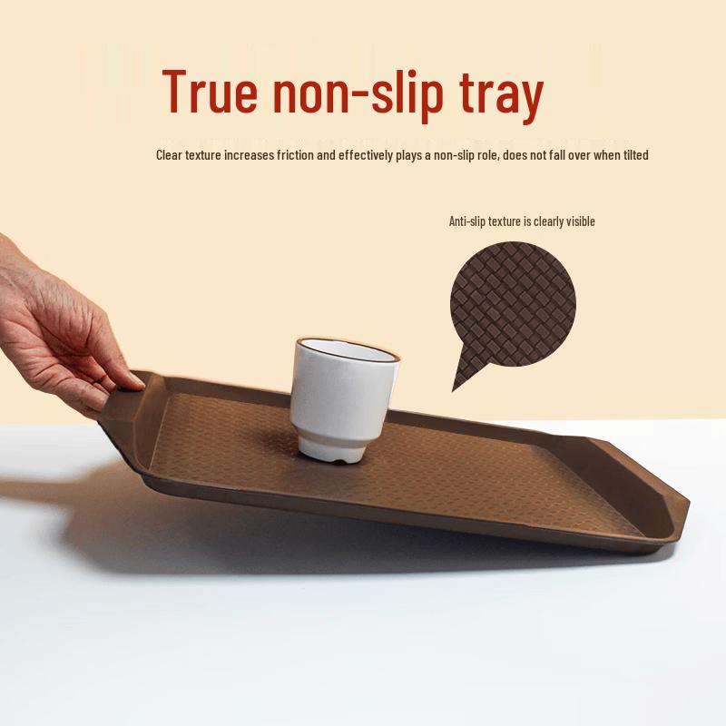 Commercial Rectangular Non-Slip Serving Tray with Handles