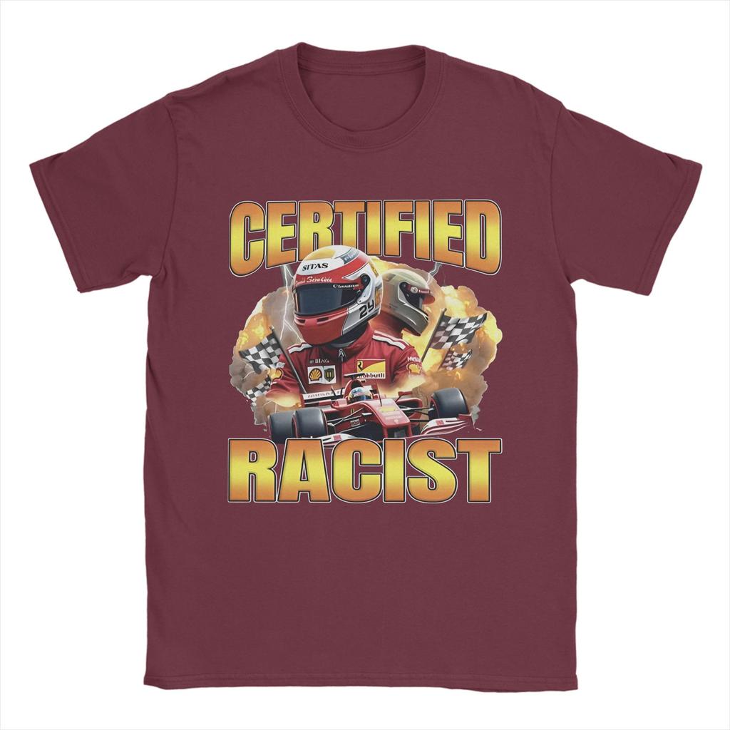 Vintage Professional Certified Racist Racing Meme T-Shirt Men Round Neck Short Sleeve Tops  Cotton Summer Top Tee