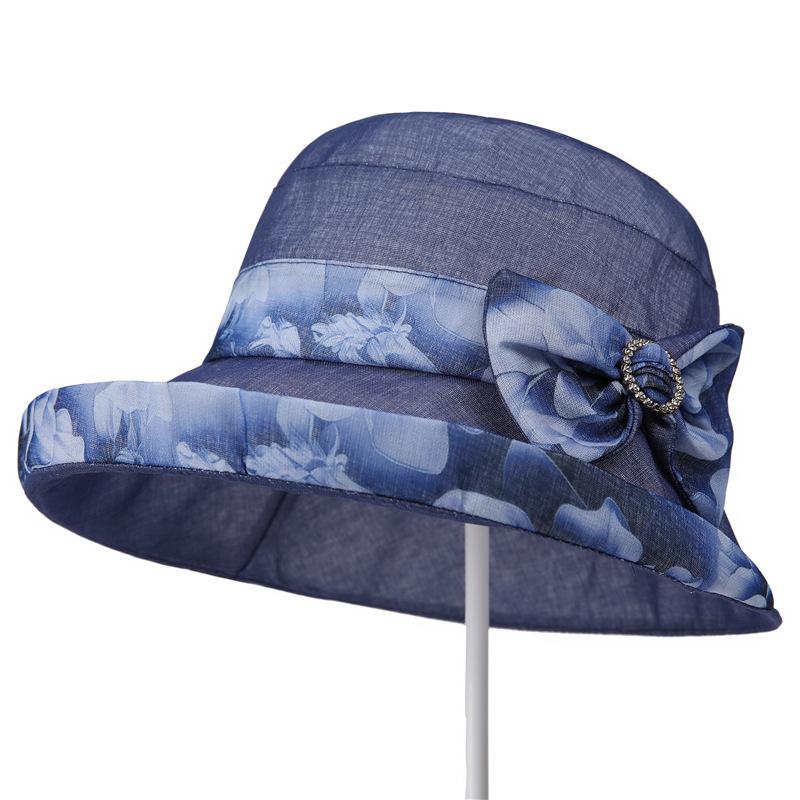 

Панама от солнца женская летняя для улицы, путешествий, солнцезащитная, с загнутыми полями и бантом M（56-58cm）