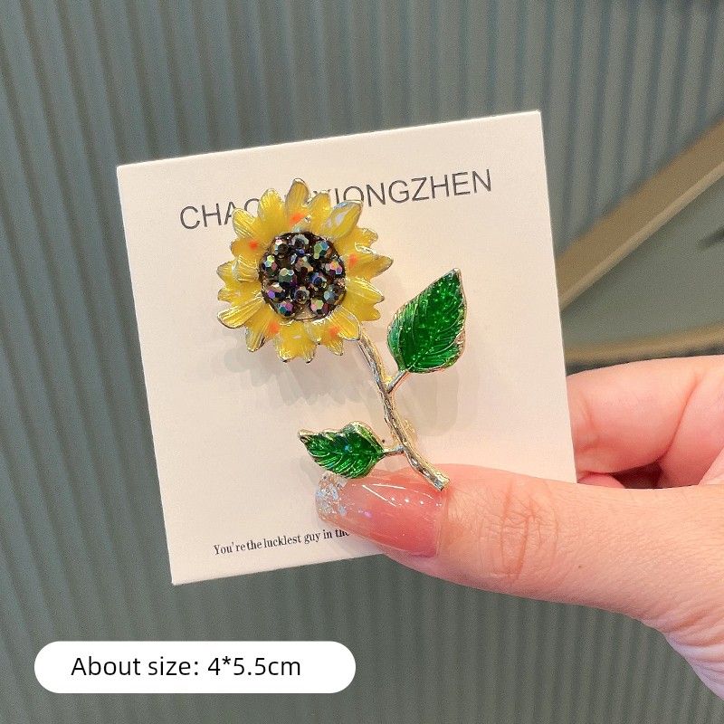 

Florals Sunflower Brooch Ins Tide Winning Pin Sunflower Badge Corsage Dress Bag Ornament 3# enamel-sunflower