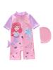 2026 Girls' One-Piece Swimsuit: Cute, Sun-Protective, Short Sleeves, Shorts for Surfing & Pool Activities