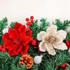 Christmas Flower Ornaments Artificial Red White Glitter Flowers For DIY Wreaths Crafts Wedding Holiday Party Decoration Supplies