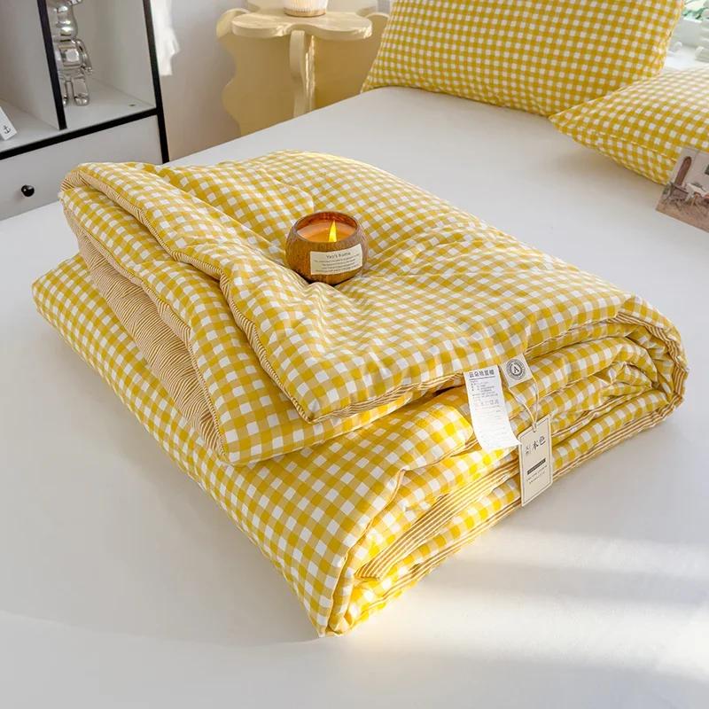 Green Plaid Summer Quilt High Quality Double-sided Summer Quilts Queen Bed Quilt Simple Luxury Comforter Thin Bed Cover Bedding