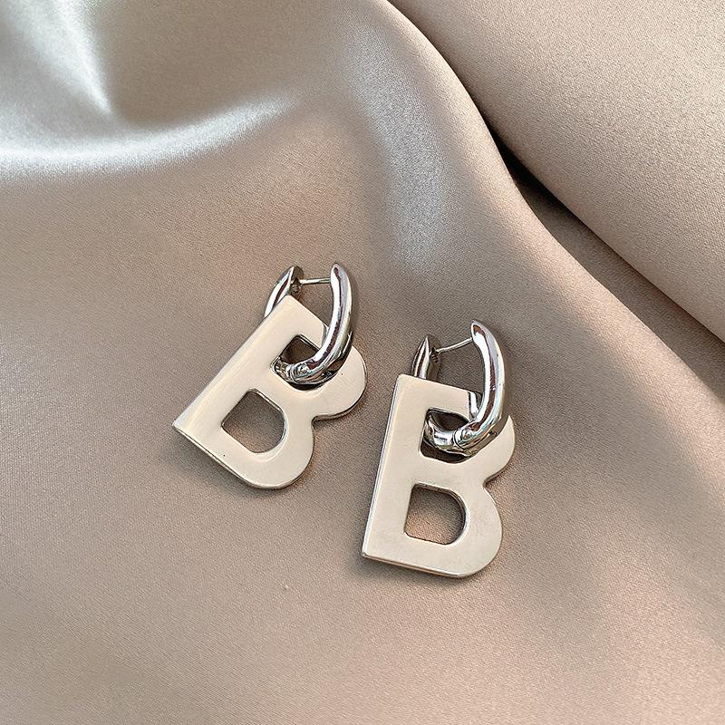New Fashion Charm Letter B Drop Dangle Earrings for Women Personality Korean Minimalist Gold Hoop Earring Jewelry Gift