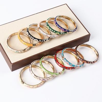 Traditional Vintage Cloisonne Bangle Enamel Women's Hand Bracelet Fashion Flower Bangle  Girls