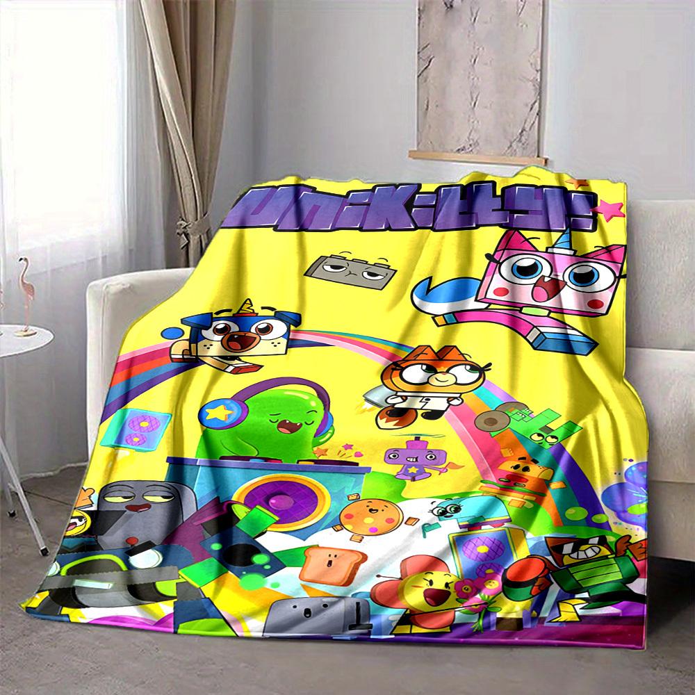 1pc Unikitty Characters Cozy Print Blanket Lightweight Warm Flannel Throw Blanket For Sofa, Bed, Living Room