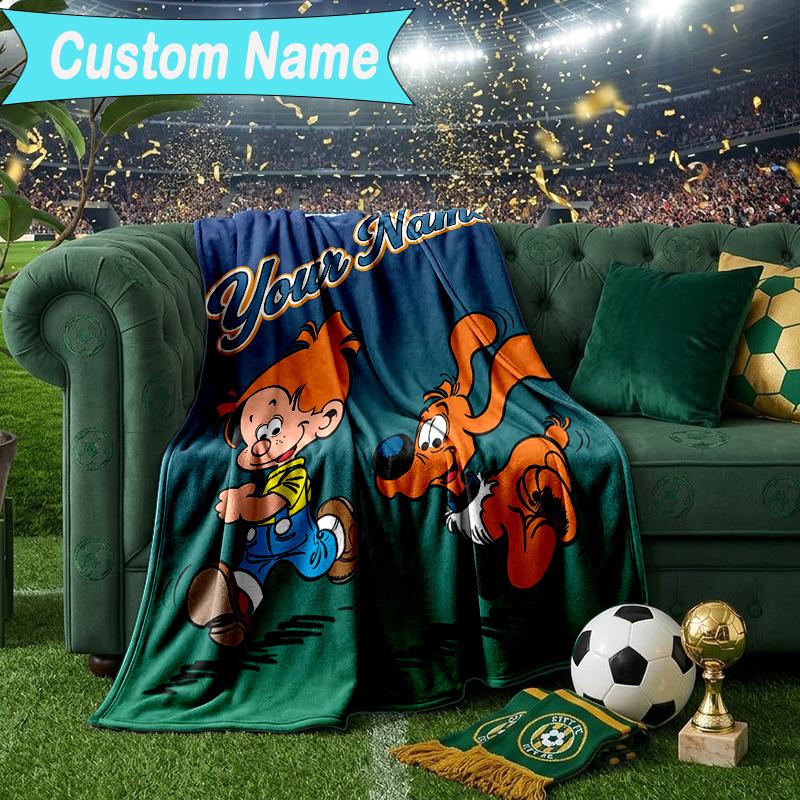 Custom Name Blanket Dog Boule Blanket Bedding Blanket for Travel, Camping, Living Rooms, Offices, Sofas, Fan Christmas Gift