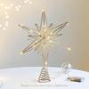 12.6 Inch Creative Christmas Star Tree Topper LED Lights Glitter Christmas Tree Decoration Warm White Lights Light Up Party Prop
