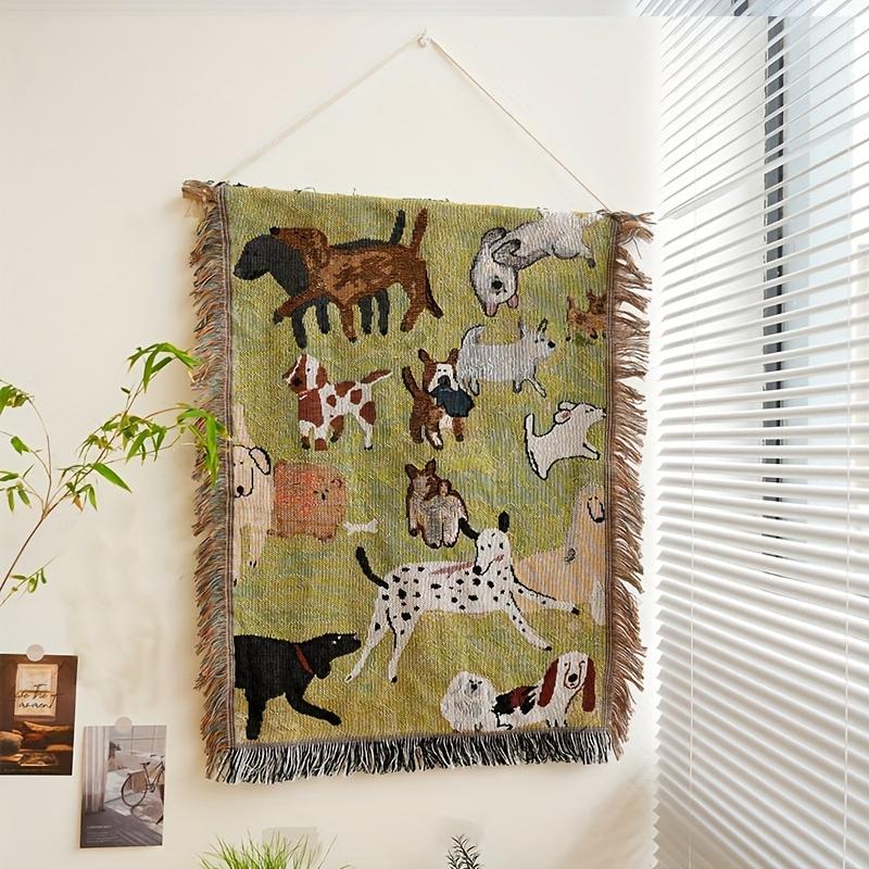 

Bohemian Tapestry Blanket with Hanging Decor. For Wall, Desk & Entrance. Multi-Use Art Piece. зелений