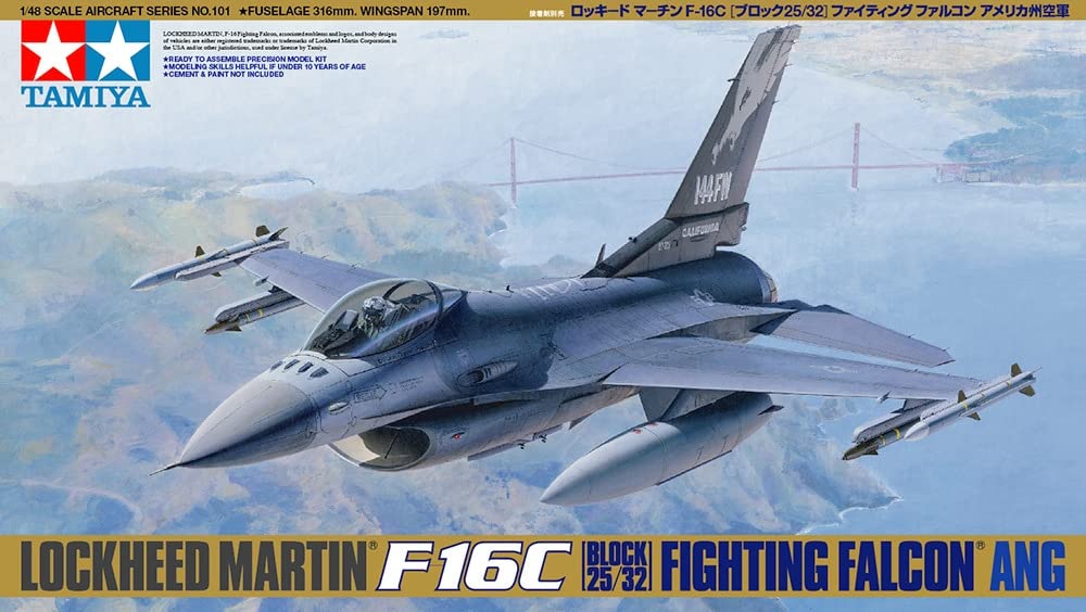 Tamiya 1/48 Masterpiece Aircraft Series No. 101 U.S. Air Force Lockheed Martin F-16C Block 25/32 Fighting Falcon U.S. Air National Guard Plastic Model