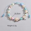 Neon Pink Color Flower Shell String Weaving Handmade Anklet Starfish Shell Turtle Charm Adjustable Anklet Summer Beach Jewelry