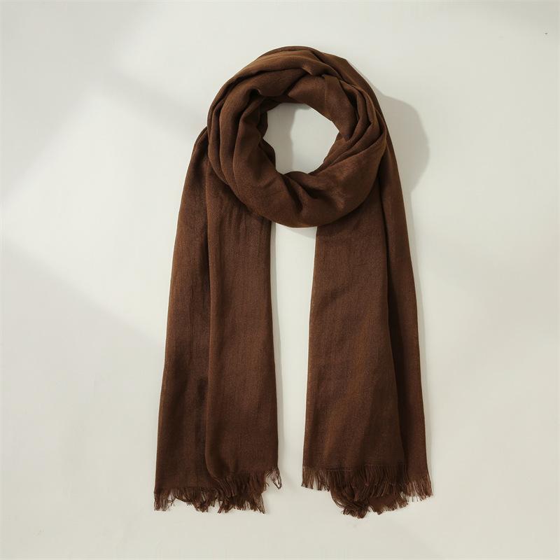 Sweet Solid Color Scarf Women's 2025 New Fashion Warm Medium and Long Decorative Wear Scarf Shawl